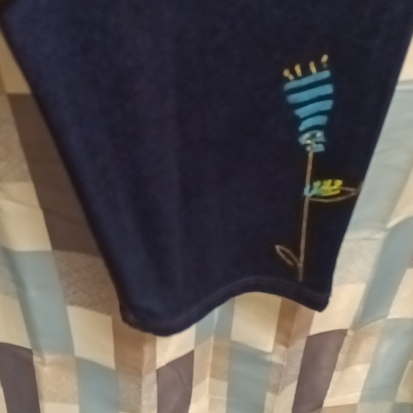 CoConut BAY navy 2-pc pantsuit w metallic floral embroidered designs Size Small - Picture 8 of 14